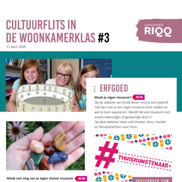 Nieuwe cultuurflits voor scholen | Creatieve werkvormen tijdens corona Afbeelding behorende bij Nieuwe cultuurflits voor scholen | Creatieve werkvormen tijdens corona